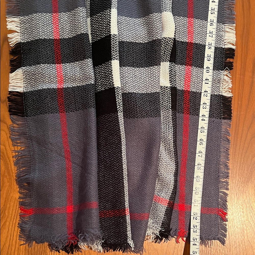 Joy Susan Scarf Wrap Shawl Cozy Throw-Gray, Red, Black and White - Picture 8 of 8